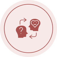 Two heads exchanging ideas icon