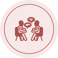 Dialogue between two seated figures